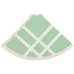 VHC Brands 48 in. Mint Margot Farmhouse Christmas Tree Skirt with Diamond Lace and Chambray thumbnail 3