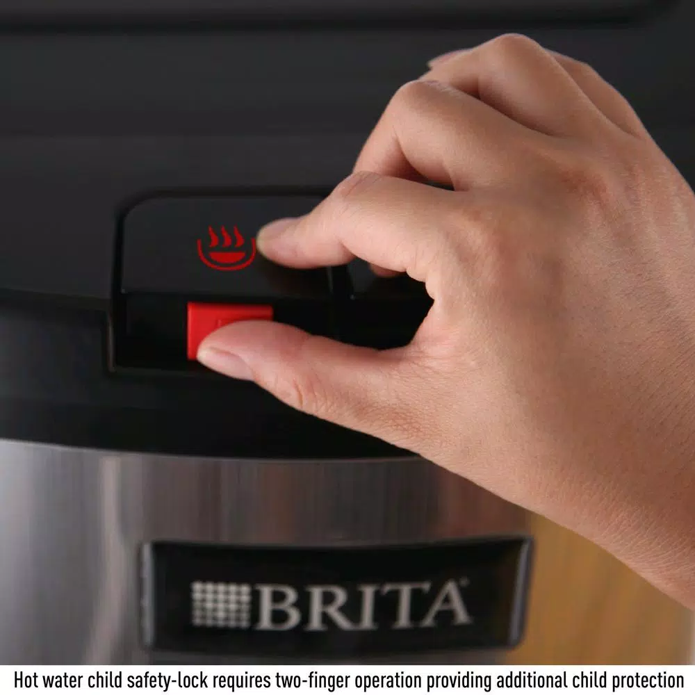 Brita Bottom-Loading Water Cooler with Built-In Filter, Black Stainless Steel, Hot and Cold
