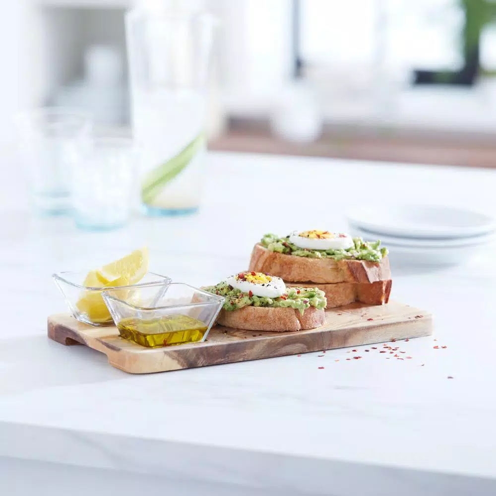 Libbey Acaciawood 3-Piece Glass Dipping Bowl Set with Wood Serving Board