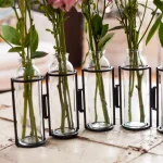 Danya B. 8 in. Hinged 5-Bottle Vase, Black Iron and Clear Glass thumbnail 5
