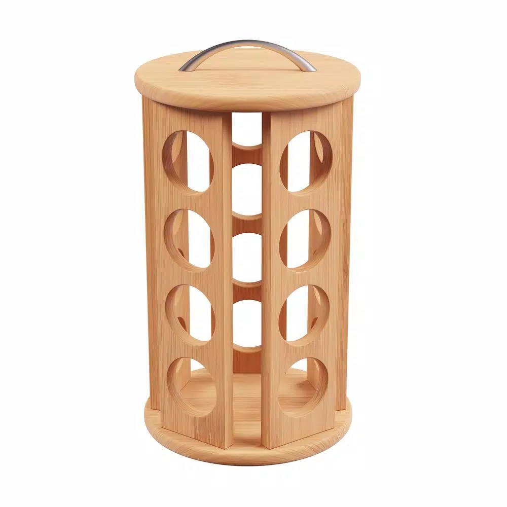Classic Cuisine 20-Count Bamboo Rotating Coffee Pod Organizer Carousel