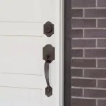 Design House Sussex Oil-Rubbed Bronze Entry Handleset with Scroll Lever Interior and Single Cylinder Deadbolt thumbnail 4
