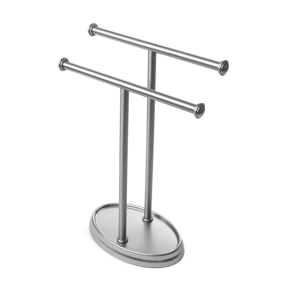 Umbra Palm Towel Tree, Freestanding Two-Tiered Hand Towel Rack in Nickel