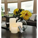 LITTON LANE Ivory Wax Flameless Pillar Candle Set of 3 with Remote Control and Timer thumbnail 2