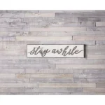 Unbranded Stay Awhile Wood Wall Sign - 48 Inch Weathered White Script Decor thumbnail 1
