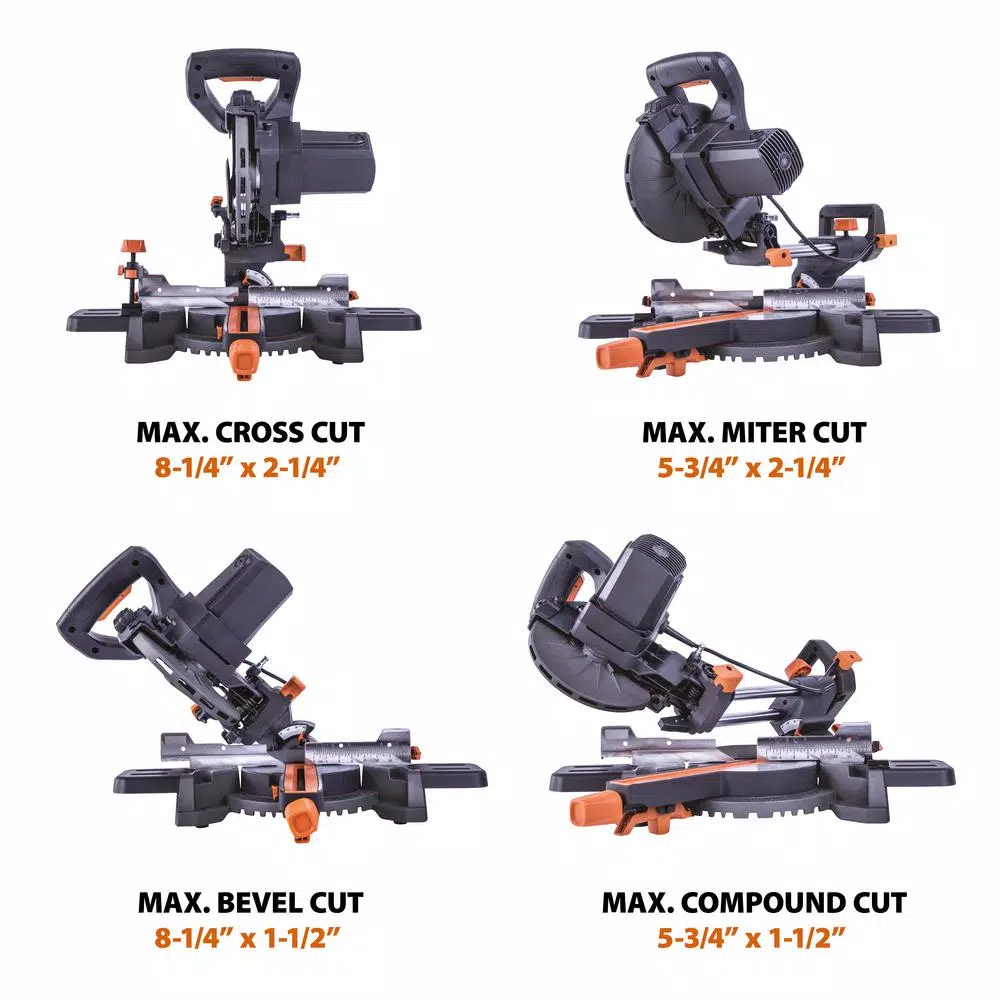 Evolution Power Tools Evolution 10 Amp 7-1/4 in. Sliding Compound Miter Saw with Laser Guide and Multi-Material Blade