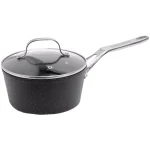 Starfrit The Rock 2 Qt. Aluminum Nonstick Sauce Pot with Glass Lid, Black Speckle thumbnail 1
