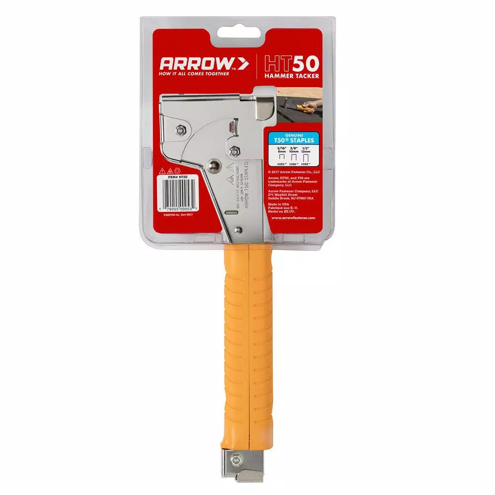 Arrow HT50 Professional Hammer Tacker, Chromed-Steel Body, T50 Staples