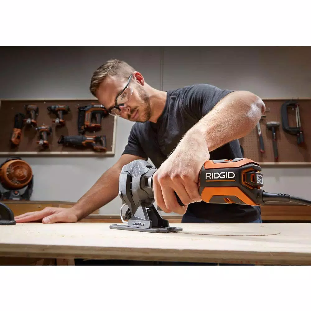 RIDGID 4 Amp Corded JobMax Multi-Tool Kit with 14-Piece Oscillating Blade Accessory Set