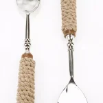 Mind Reader Silver Stainless Steel Rope Design Salad Serving Set - 2-Piece Spoon and Fork Utensil Set thumbnail 3