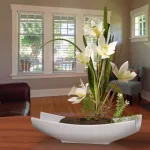 National Tree Company Artificial Yellow Orchid Floral Arrangement in White Oriental Ceramic Pot thumbnail 1