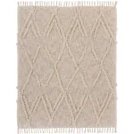 LR Resources LR Home Handmade Boho Tufted Cotton Throw Blanket with Fringe, Beige, 50 x 60 in thumbnail 8