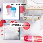 Nostalgia 160 oz. Countertop Snow Cone Maker with Stainless Steel Blades and Reusable Cones - White thumbnail 6
