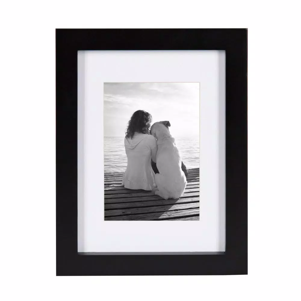 DesignOvation Gallery Wood Picture Frame Set, Black Satin Finish, Set of 4