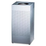 Rubbermaid Commercial Products Silhouette 16 Gal. Silver Square Open Top Steel Trash Can thumbnail 1