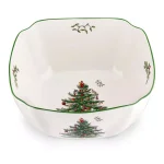 Spode Christmas Tree 10" Ceramic Large Square Serving Bowl, Porcelain thumbnail 1