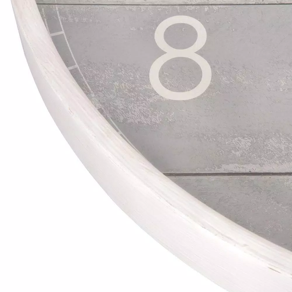 Pinnacle 28 in. Gray Washed Wood Plank Round Wall Clock - Rustic Farmhouse Decor