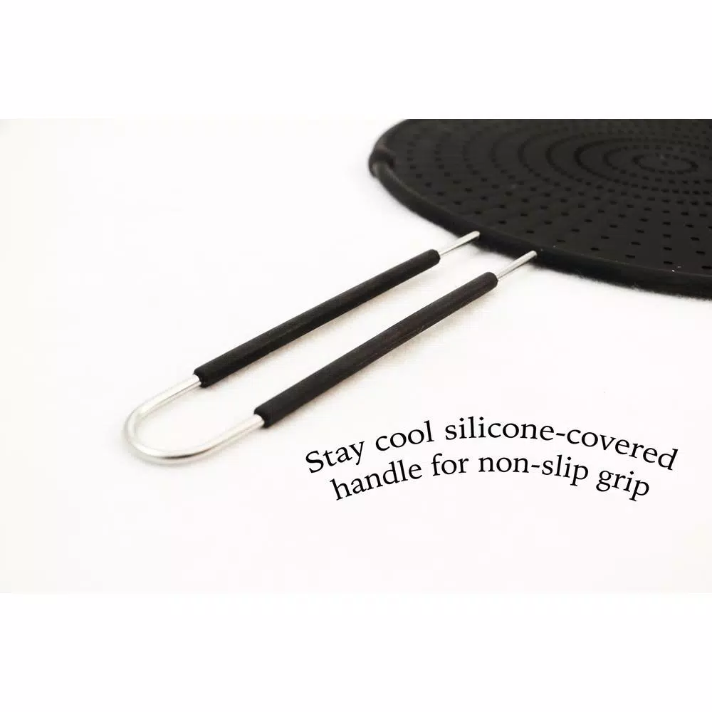 ExcelSteel 13 in. Silicone Splatter Screen with Non-Slip Heat-Resistant Grip, Stainless Steel Frame