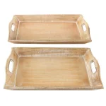 LITTON LANE Distressed Brown Decorative Wooden Trays, Set of 2, Mango Wood & MDF thumbnail 7