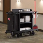 Suncast Commercial Standard Housekeeping Cart with Laundry Bag and Tool Storage, Black thumbnail 2
