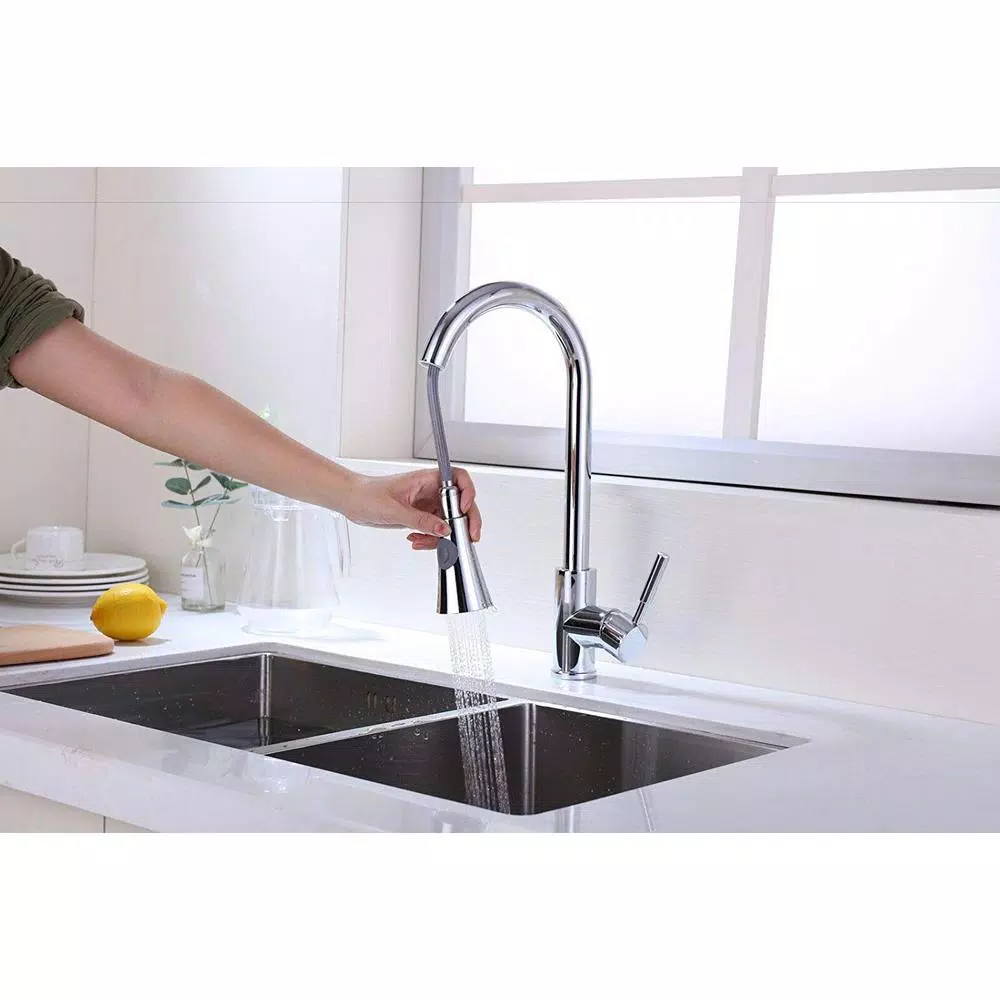 Vanity Art Single-Handle Pull-Down Kitchen Faucet with Sprayer Wand, Chrome Finish