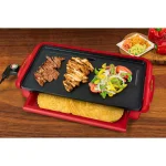 Taco Tuesday 200 sq. in. Red Fiesta Electric Griddle with Warming Drawer and Non-Stick Surface thumbnail 2