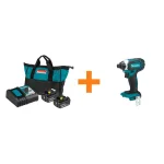 Makita 18V LXT Lithium-Ion Battery & Rapid Optimum Charger Starter Kit with Bonus 1/4 in. Cordless Impact Driver thumbnail 1