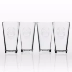 Rolf Glass Sugar Skull 16 oz. Pint Glass Set of 4 - Sand-Etched Glassware thumbnail 1