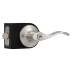 Design House Springdale Satin Nickel Keyed Entry Door Lever with 2-Way Adjustable Latch thumbnail 1