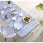 Brielle Home 30x72" Cotton Fabric Fitted Table Cover, Grey Granite Stone Pattern thumbnail 2
