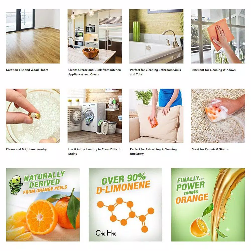 Eco Clean 32 oz. Pure Cold Pressed Orange Oil - Concentrated Citrus Peel Extract