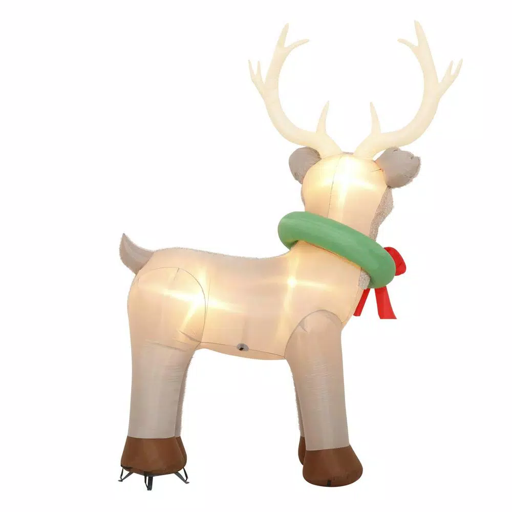 Home Accents Holiday 11 ft. Pre-Lit Giant Airblown Inflatable Fuzzy Reindeer with LED Lights