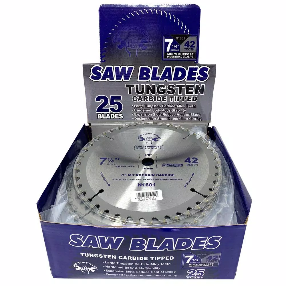 GRIP TIGHT TOOLS Grip Tight Professional 7-1/4 in. 40-Tooth Tungsten Carbide Tipped Circular Saw Blades, Multi-Purpose (25-Pack)
