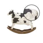 LITTON LANE Rectangular Polystone Cow Sculpture on Curved Wood Rocker - Farmhouse Decor thumbnail 3