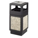 Safco Evos 15 Gal. Outdoor Stainless Steel Smoking Receptacle and Waste Bin, Black thumbnail 1