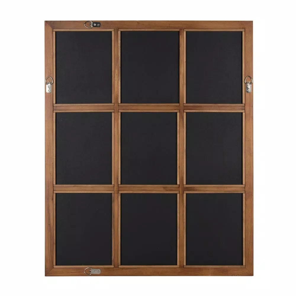 Kate and Laurel Hogan 9-Pane Windowpane Wall Mirror, Rustic Natural Wood Frame, 26 x 32 in.