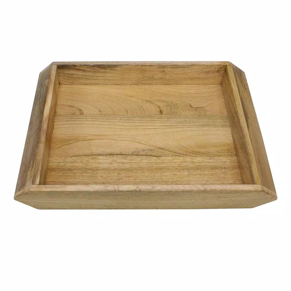 Stonebriar Collection Stonebriar Rustic Mango Wood Square Serving Tray with Handles