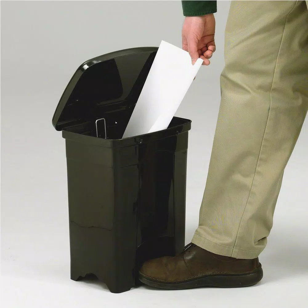 Safco 4 Gal. Plastic Step-on Indoor Recycling Bin, Black