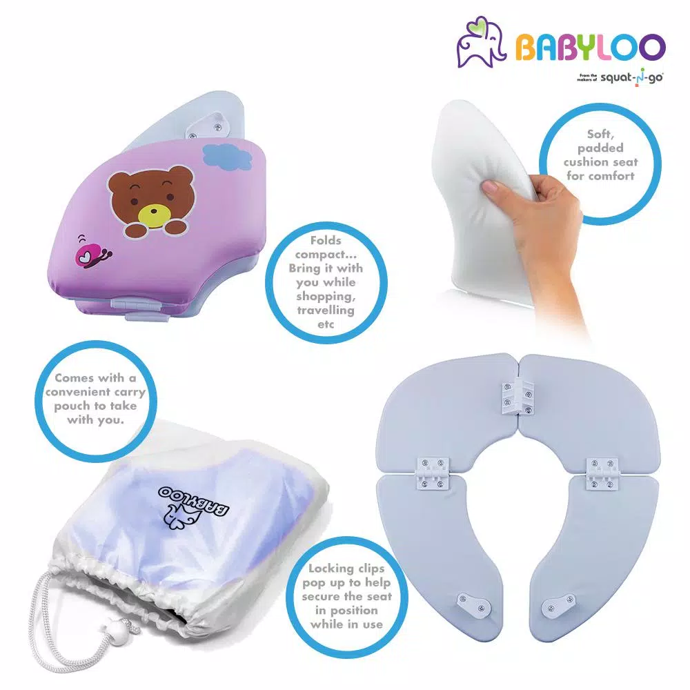 Babyloo Pink Animal Pattern Folding Cushioned Toilet Seat with Travel Bag