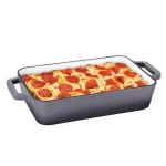 AMERCOOK LA PLURIEL 11.8 in. Enameled Cast Iron Roasting Pan, Gray thumbnail 3