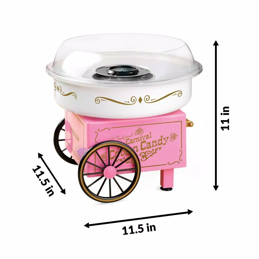 Nostalgia 450W Pink Cotton Candy Maker, Vintage Carnival Style Tabletop Machine