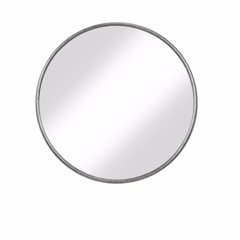 Martin Svensson Home Contemporary Round Pewter Metal Frame Accent Mirror, 36 in. x 36 in.