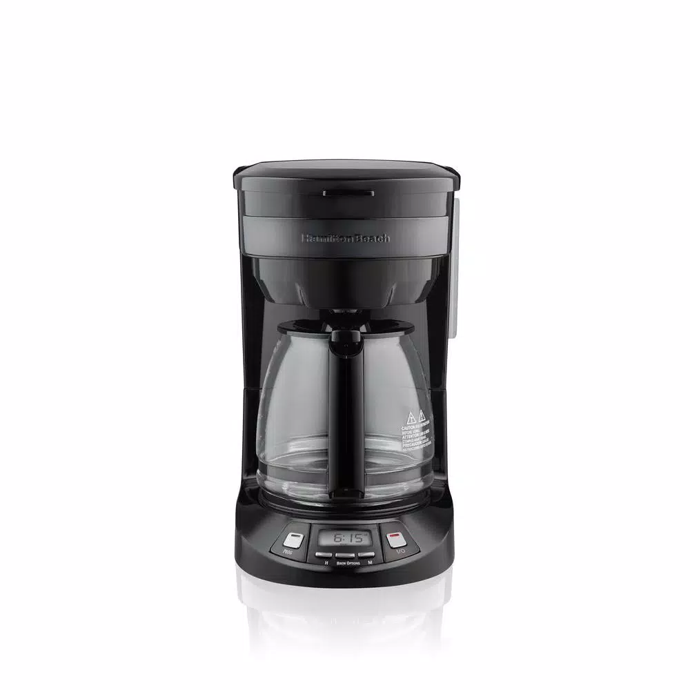 Hamilton Beach 12-Cup Programmable Drip Coffee Maker with Black Stainless Steel Accents