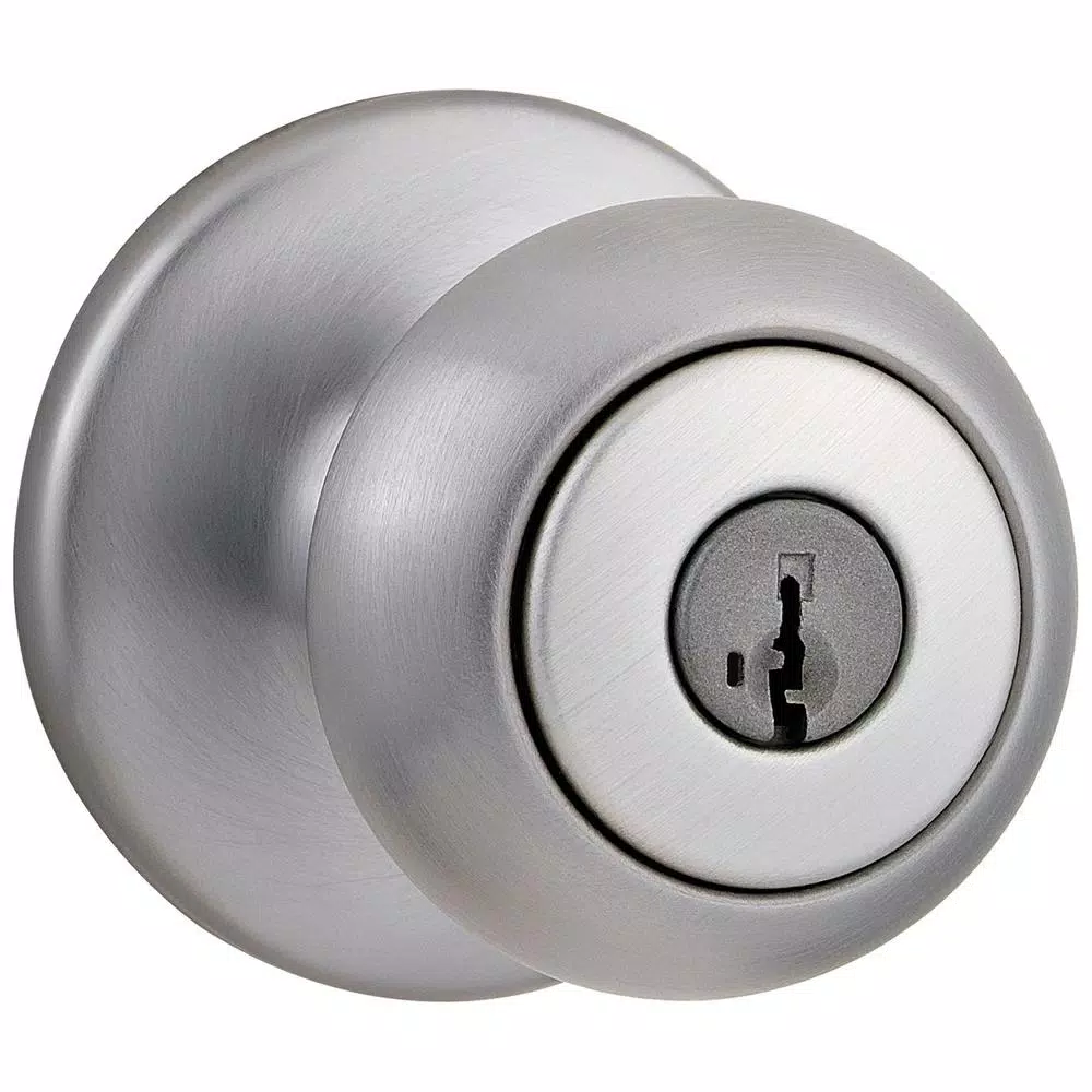 Kwikset Cove Satin Chrome Entry Door Knob with SmartKey Security