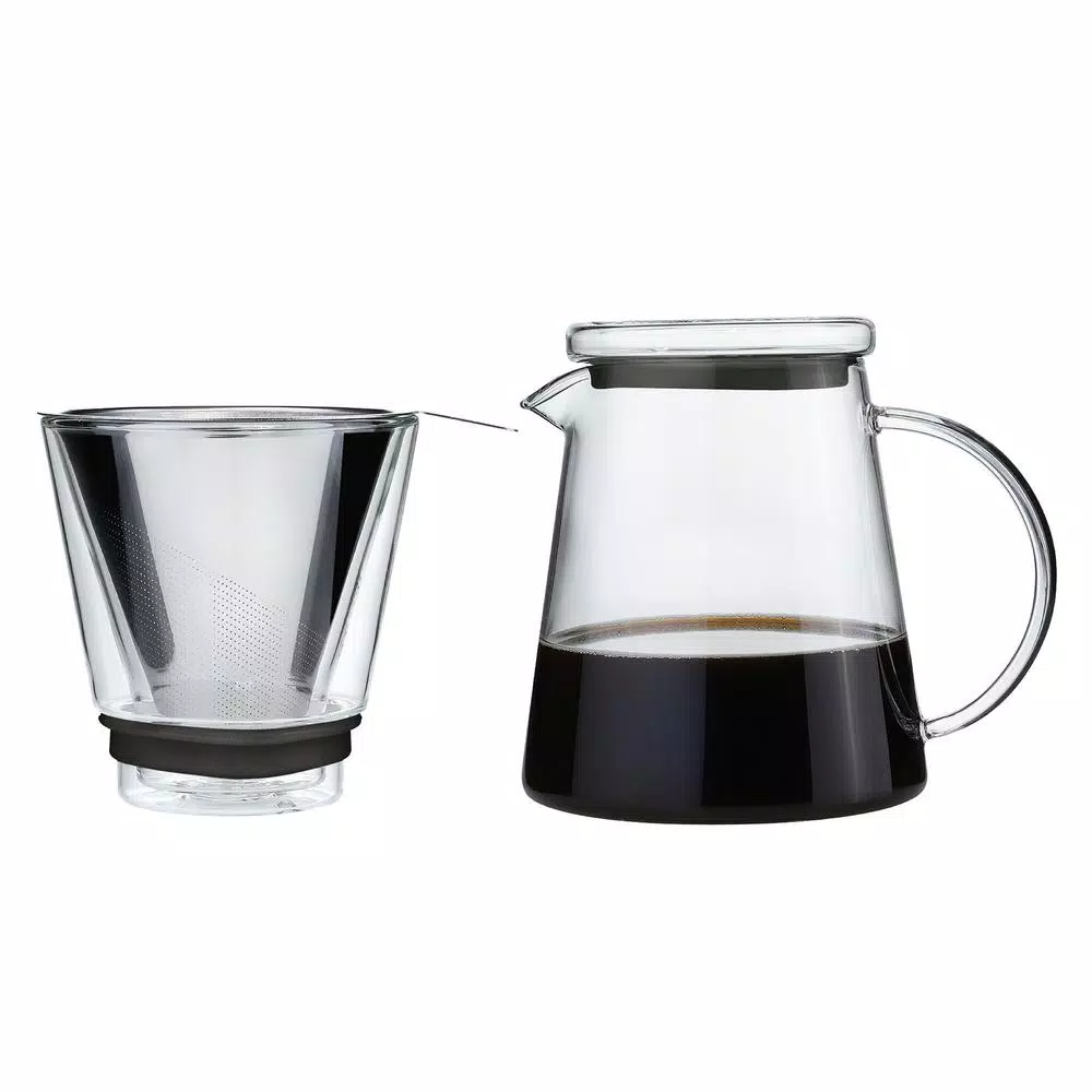 ZASSENHAUS 6-Cup Clear Pour Over Coffee Maker - Borosilicate Glass & Stainless Steel Brewer