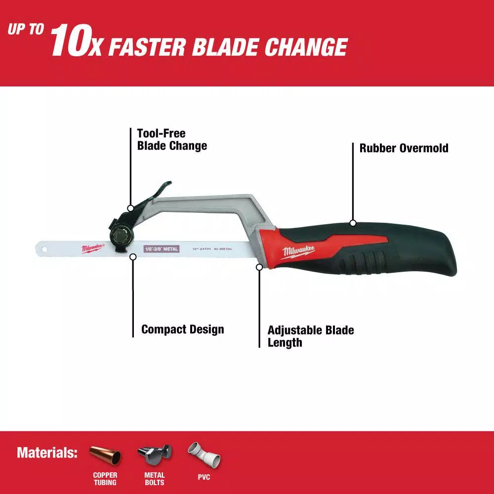 Milwaukee 2-Piece Hack Saw Set: 12 in. High Tension & 10 in. Compact Hack Saws