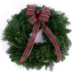 VAN ZYVERDEN 16 in. Live Fresh Cut Blue Ridge Mountain Mixed Evergreen Christmas Wreath with Red Bow thumbnail 1