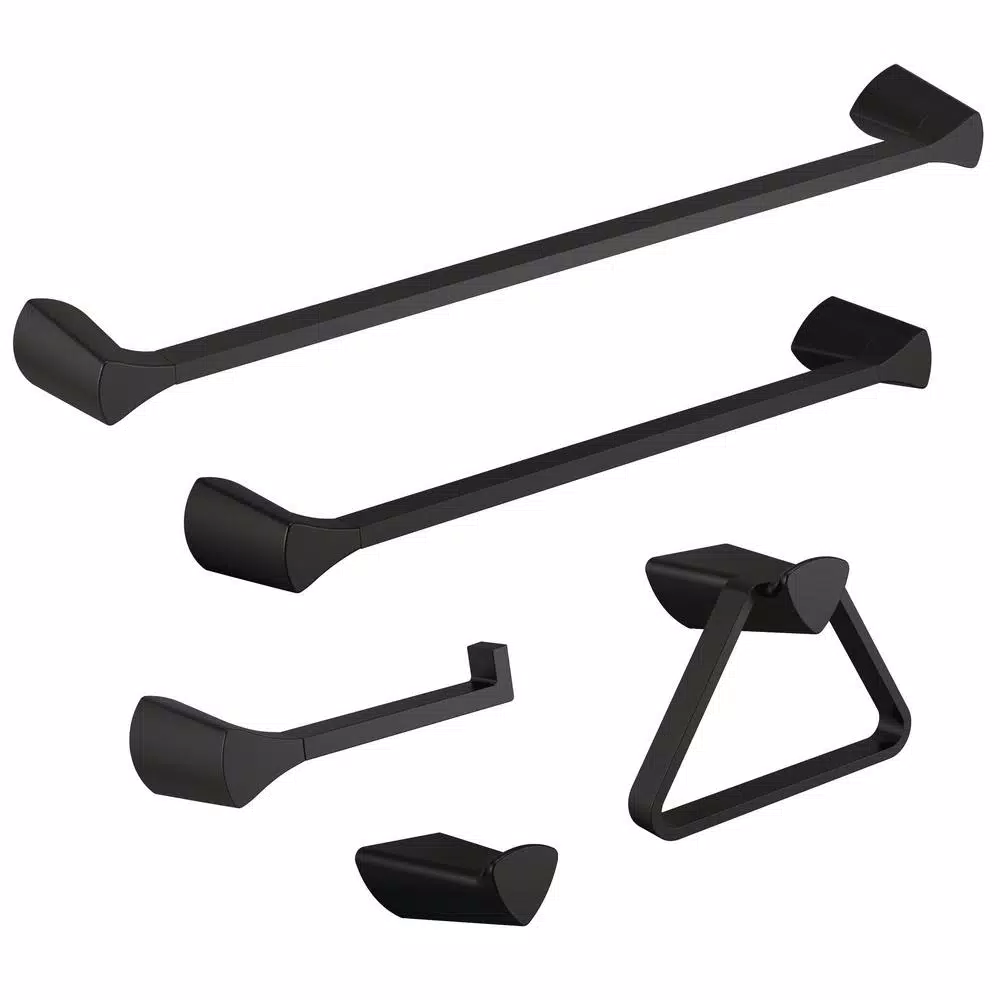Delta Zura Matte Black Towel Ring - Geometric Hand Towel Holder