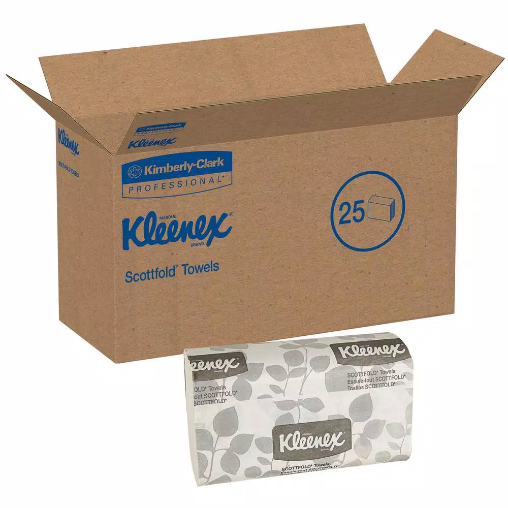 Kleenex Scottfold White Premiere Folded Paper Towels, 120 Count, 25 Pack Case