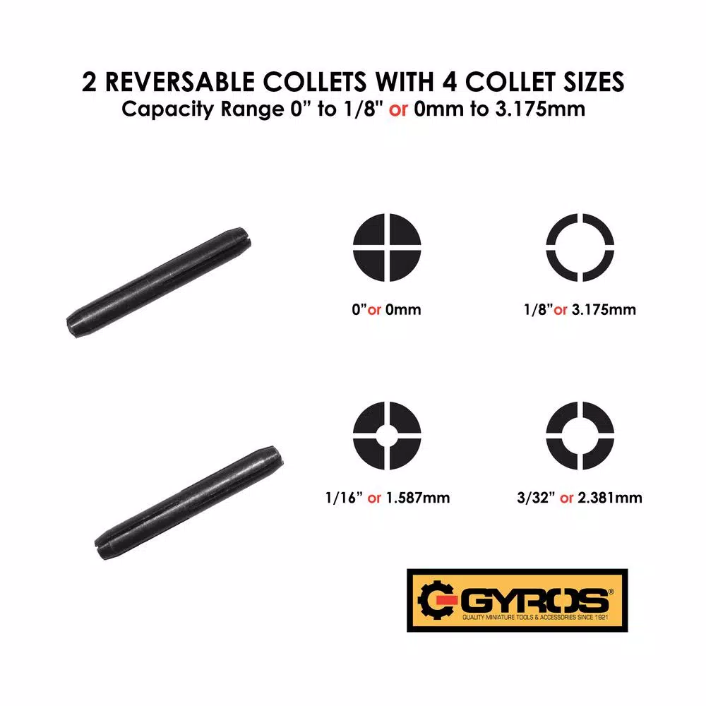 Gyros Swivel Head Pin Vise with 2 Double-Ended Collets